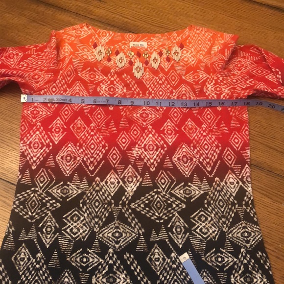 Ruby Rd. Favorites pullover beaded Aztec size small blouse 3/4 length sleeve - Picture 10 of 12